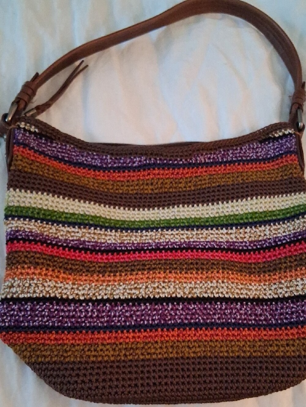 The Sak Multicolor Striped Crochet Shoulder Bag - Brown Trim - Picture 4 of 6